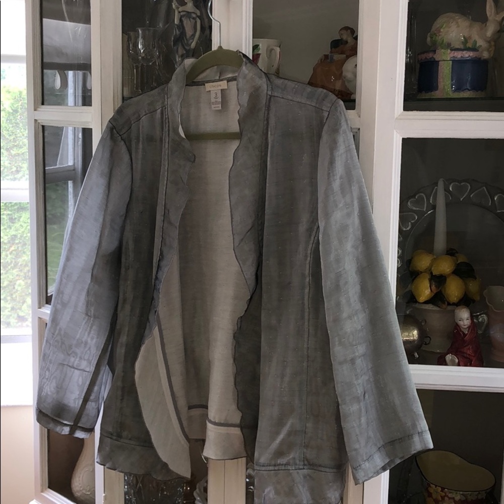 Chico’s Silver Taffeta Jacket